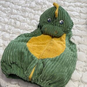 Green and Yellow Corduroy Dino Hooded Vest